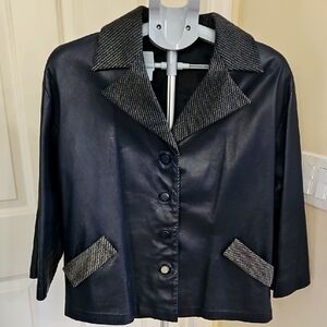 Black Leather Women's Blazer